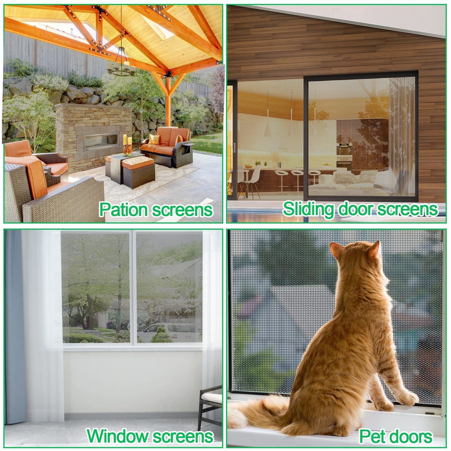 QWR Pet Proof Window Screen Replacement Kit, 39"x118" Durable High Hardness Screen Mesh Replacement Window Screens Repair Kit for Sliding Screen Door,Patio and Windows.(Folded Package with Tool Kit)