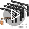 AUTOHJ 16 Inch Metal Folding Shelf Brackets 2 Pack Heavy Duty Stainless Steel