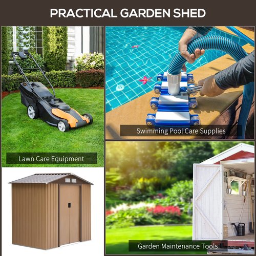 Outsunny 7' x 4' Outdoor Storage Shed, Garden Tool Metal Shed with Foundation Kit, Double Lockable Door, Air Vents and Sloping Roof, for Backyard, Patio, Lawn, Yellow