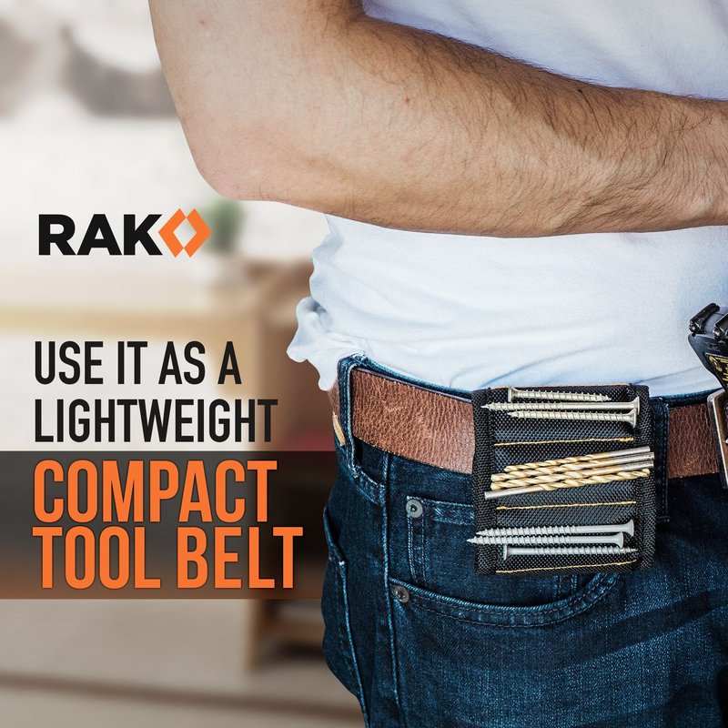 RAK Magnetic Wristband for Tools - Premium Tool Belt for Holding Screws Nails with Powerful Magnets, Birthday Gifts for Men, Cool Gadgets Stuff Gifts for Dad, Husband, Grandpa, Handyman, Him