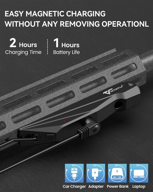 VOTATU ML40S 1450 Lumens Tactical Flashlight with Pressure Switch Compatible with M-Lok Rail Weapon Light for Rifle, Strobe Function, Magnetic Rechargeable