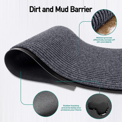 MaxMat® Extra Large Commercial Floor Mat, 3 x 5 Feet Rubber Border Heavy Duty Door Mat, Waterproof, Low-Profile, Easy to Clean, Rubber Entry Mat (Charcoal Grey)