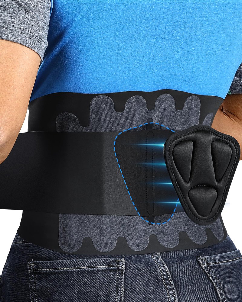 Fitomo 0.5mm Ultra Thin Back Brace for Women Men, 3D Lumbar Pad, Seamless Yoga Fabric, Lightweight Back Brace for Lower Back Pain Relief, Sciatica, Posture, Lifting, Wearg Under Clothes, Black, S