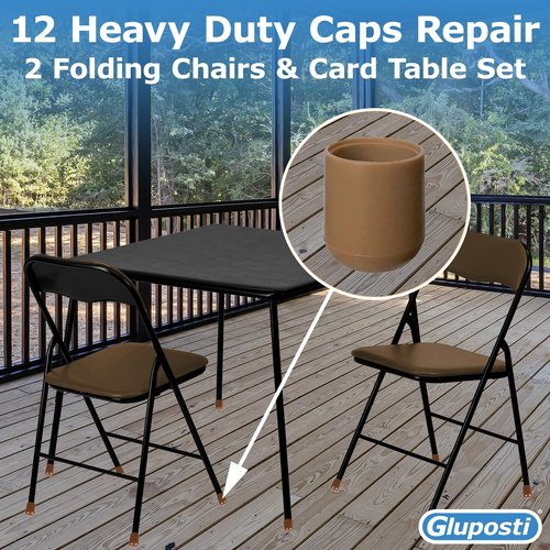 Folding Chair Leg Caps Beige 7/8 Inch - Heavy Duty Nylon Chair End Caps, Non-Marring Round Hardwood Floor Protectors, Compatible Replacement Plugs for Metal and Padded Folding Chairs Tips (12 Pack)