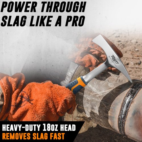 Mutt Tools 14oz Head Weight Welding Chipping Hammer - Professional Slag Hammer for Welders - Forged Steel Impact Tool for Metal Work - Welding Hammer