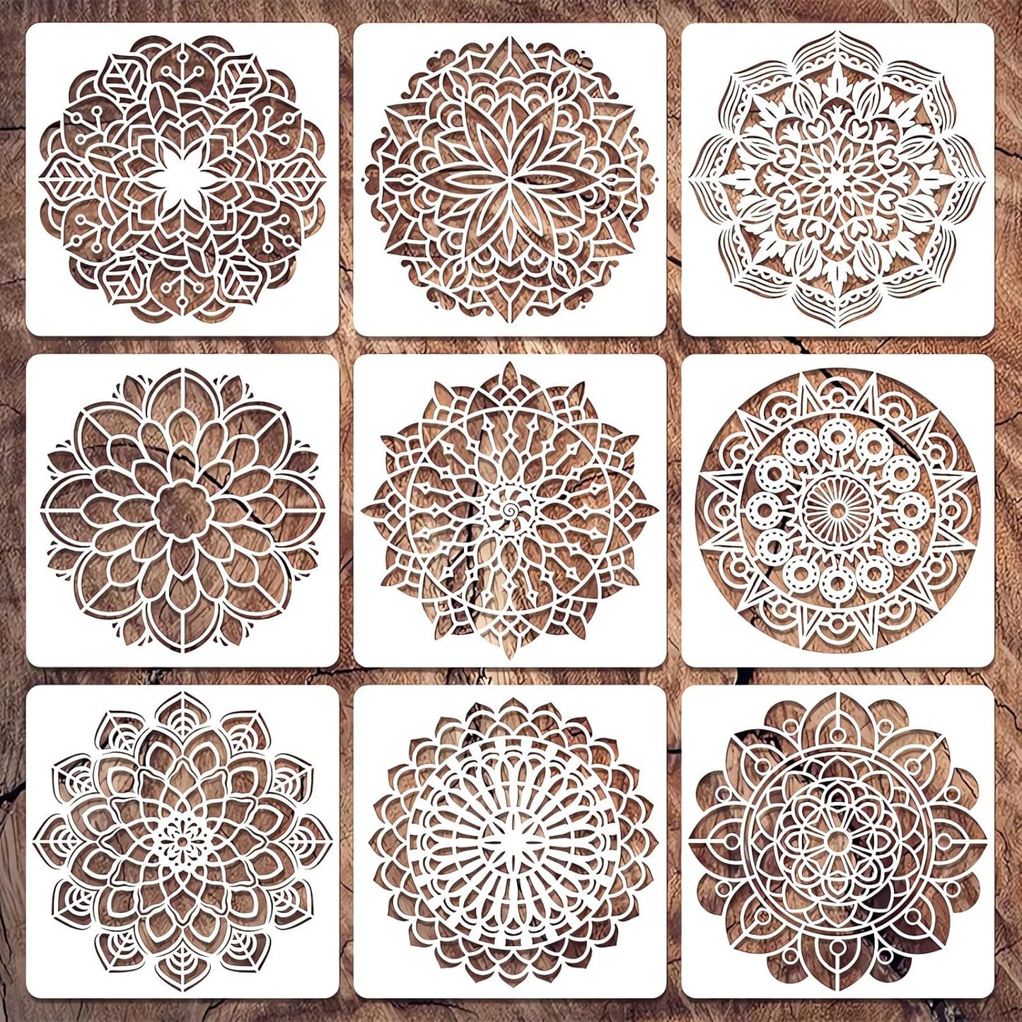 Mandala Stencils for Painting on Wood Wall Floor Furniture Tile Fabric, Small Rangoli Stencils Rock Painting Stencils for Home Decor (4 inch)