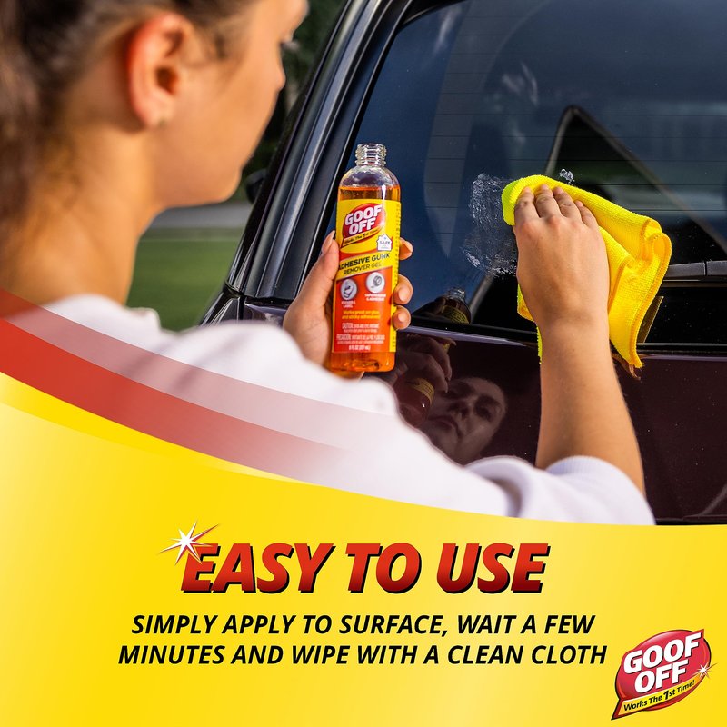 Goof Off Adhesive Gunk Remover, 8 fl. oz., Removes Stickers, Glue, Labels, Tape Residue and Adhesive, Ideal for Hard Surfaces Like Metal, Glass and Non-Acrylic Plastic