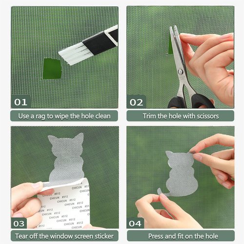 26 Sheets Window Screen Patch Repair Kit, 7 Sizes Window Screen Repair Tape, Screen Repair Kits for Window and Door Screen Tears Holes, Strong Adhesive Fiberglass Quickly Window Screen Repair Kit