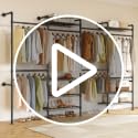 ONBRILL Black Wall Mounted Closet System Expandable Industrial Pipe Garment Rack