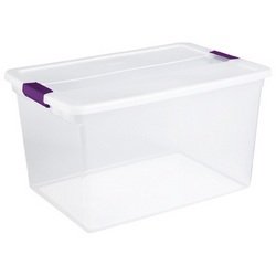 Sterilite 15 Qt ClearView Storage Container with Sweet Plum Handles - 1 Pack