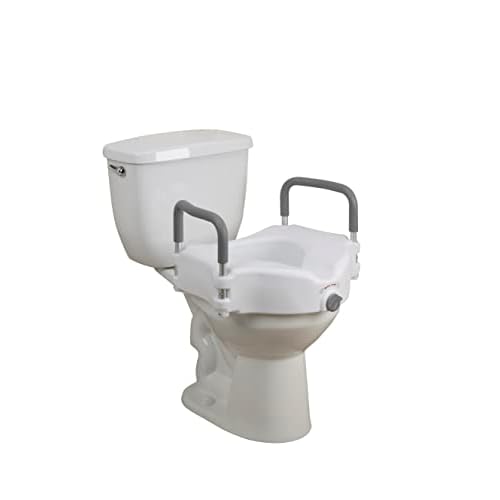 Drive Medical RTL12027RA 2-in-1 Raised Toilet Seat with Removable Padded Arms, Standard Seat