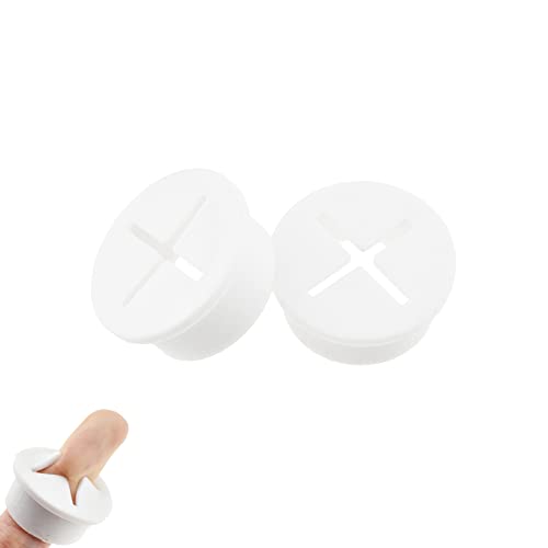 White Rubber Desk Grommet 1 Inch (25mm) Pack of 4 - Flexible Cable Hole Cover for Office & Home