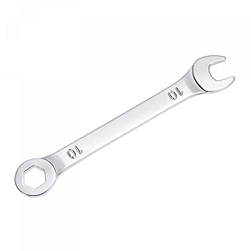 uxcell Thin Combination Wrench with Offset 6-Point End and Angled Open End, Metric Mirror-Chrome Plated High Carbon Steel, for Household Repairs, 10mm