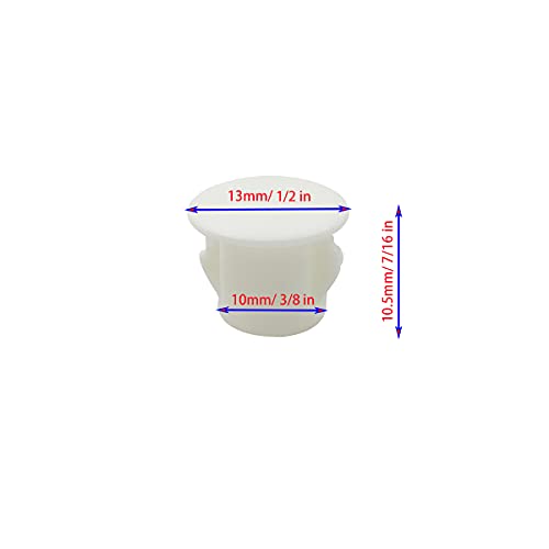 White Plastic Hole Plugs 10mm (3/8) Pack of 30 - Furniture & Panel Caps