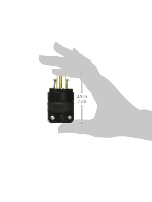 Leviton 15 Amp 125 Volt, Straight Blade Rubber Plug, NEMA 5-15, 515PR Black
