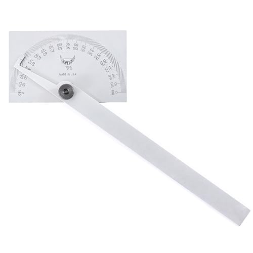 PEC Tools 5170SS Stainless Steel Angle Protractor – Made in USA, 0–180°