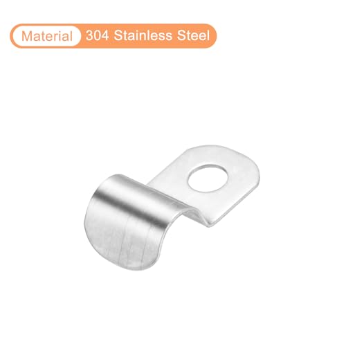 uxcell 40 Pcs Pipe Strap Fit for 1/4in(6mm) 304 Stainless Steel Strap Clamp with 1 Hole for Conduit or Pipe Fixing