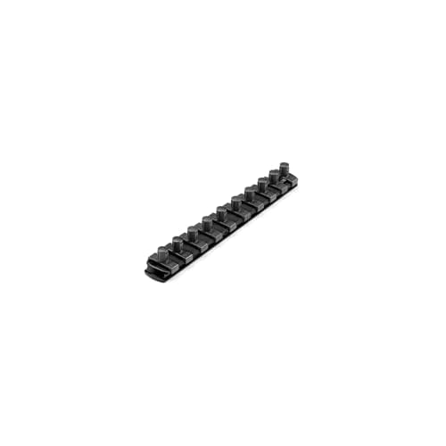 TEKTON 3/8 Inch Drive x 8 Inch Socket Rail, 10 Clips (Black) | OSR11210 | Made in USA