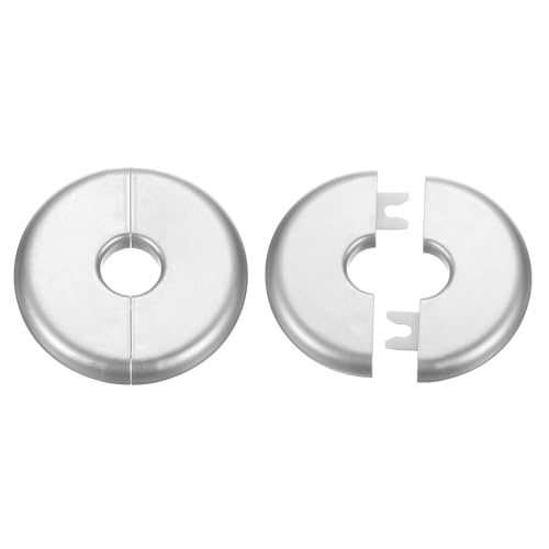 HARFINGTON 2pcs Wall Split Flange Cover Plate 17mm Silver Self-Adhesive ABS Plastic