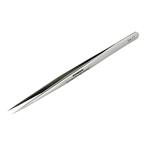 TOWOT 140mm Precision Stainless Steel Pointed Tweezers for Electronics Jewelry Craft