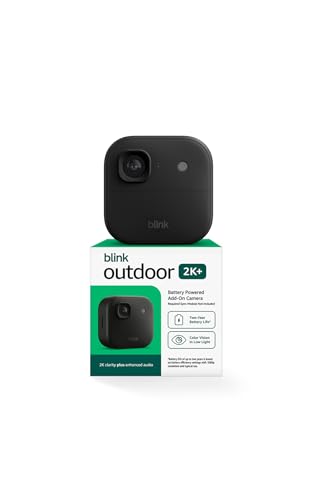 Blink Outdoor 2K+ Wireless Security Camera - Black Add-On Model, Enhanced Video & Audio