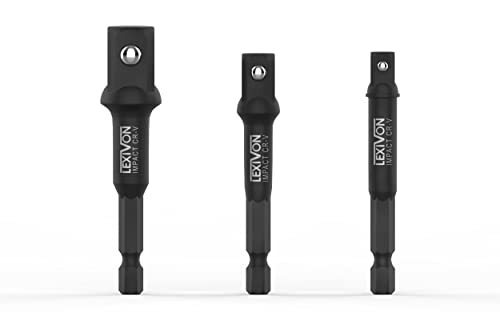 LEXIVON Impact Grade Socket Adapter Set, 3" Extension Bit With Holder