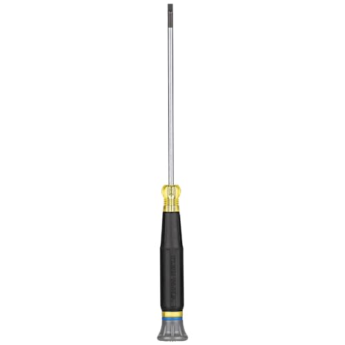 Klein Tools 6254 Mini Precision Screwdriver, 1/8-Inch Slotted, Features Cushion-Grip Handle, Rotating Cap, Color Coded Ring, 4-Inch Shank