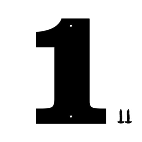 Black 1 House Number and Metal Letter Set for Outdoor Signs – 5 Inch Durable Address Numbers with Easy Nail Kit