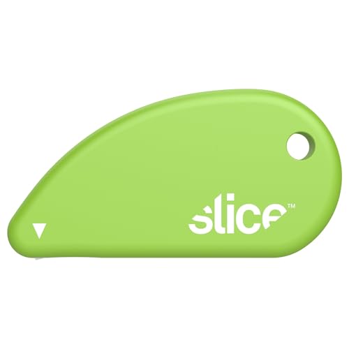 Slice 00100 Green Ceramic Safety Cutter with Keychain, Opens Clamshell Packaging