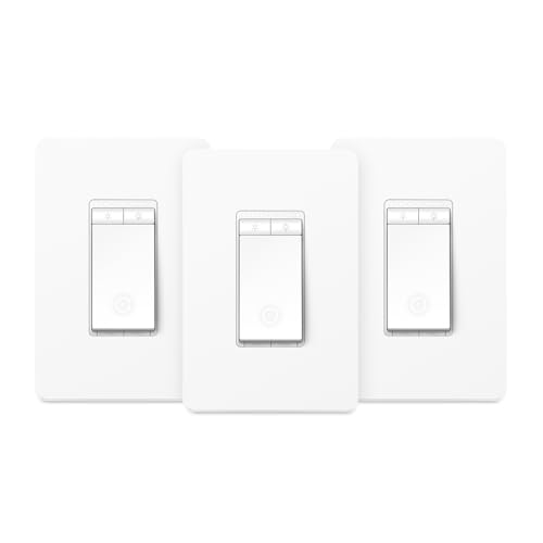 Kasa Smart Dimmer Switch HS220P3 3-Pack White Alexa Compatible Single Pole