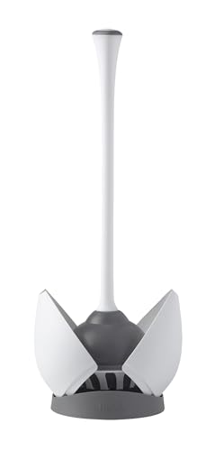 Clorox 1-Pack Heavy-Duty Toilet Plunger with Hideaway Caddy - Compact, Non-Skid Base