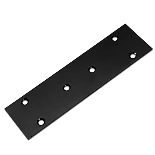 Black Flat Straight Brace Brackets 6.6 x 1.9 Inches, 4 Pack - Stainless Steel Reinforcement Plates