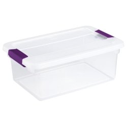 Sterilite 15 Qt ClearView Storage Container with Sweet Plum Handles - 1 Pack