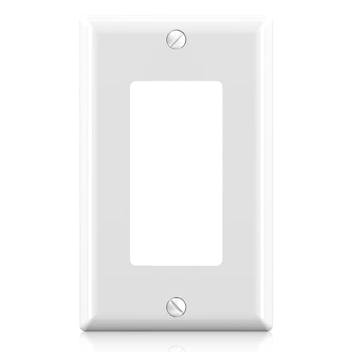 ELEGRP 1-Gang Decorative Wall Plate - Unbreakable Polycarbonate Cover, Glossy White, Pack of 1