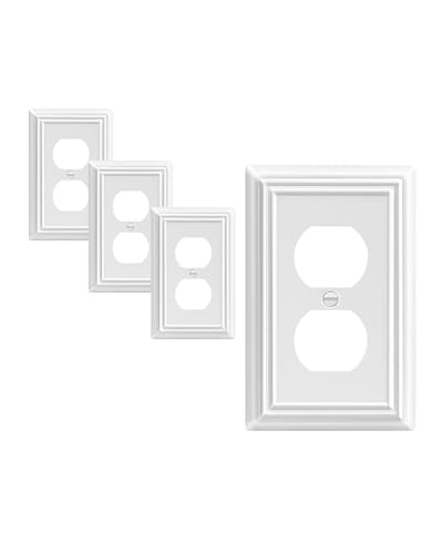DEWENWILS 4 Pack White Metal Outlet Cover Plates - Duplex Wall Plates
