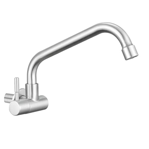 Totalize Brushed Nickel Wall Mount Cold Faucet for Kitchen & Utility Sinks