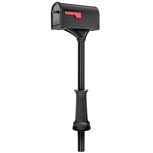 Architectural Mailboxes Roxbury Large Mailbox with Post - Black, Weatherproof