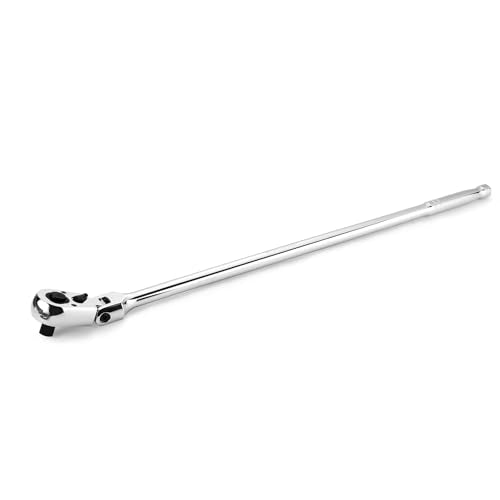 WORKPRO 1/2 inch Drive Extra Long Flex Head Ratchet, 24 Inch Long CR-V Steel Ratchet Handle with Chromium Plating, CR-MO Head, Quick Release Reversible Design, 72-Tooth