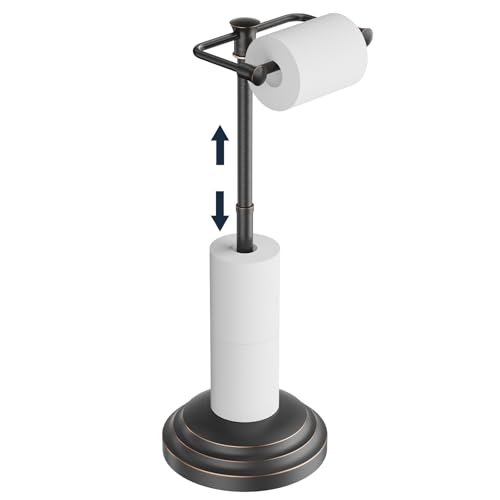 Bathroom Toilet Paper Holder Stand, Oil Rubbed Bronze Toilet Paper Holder Free Standing, Stainless Steel Pivoting Toilet Tissue Roll Holder£¬Adjustable Height (14 to 24 Inch) Paper Holder