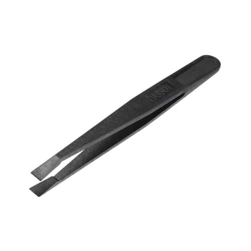 Black Plastic Slant Flat Tip Anti-static Tweezers 4.7 Inch Length 6pcs