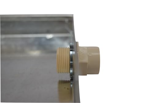 Universal Metal Solutions 32x32x2 Inch Galvanized Drain Pan with Hole & Connector for Water Heaters & AC Units