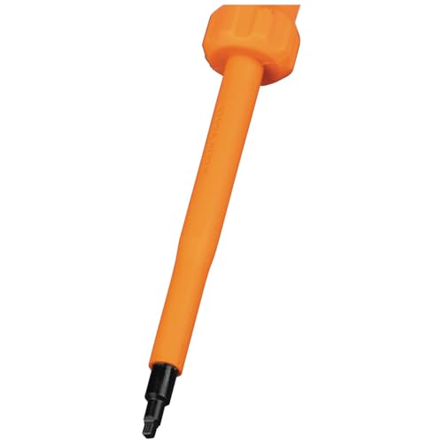 Klein Tools 6884INS Insulated Screwdriver, Made in USA, 1000V #1 Square Tip Screwdriver with 4-Inch Shank, Tip-Ident, Cushion-Grip Handle