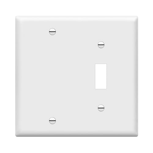 ENERLITES 2-Gang Toggle and Blank Wall Plate - White, 1 Pack