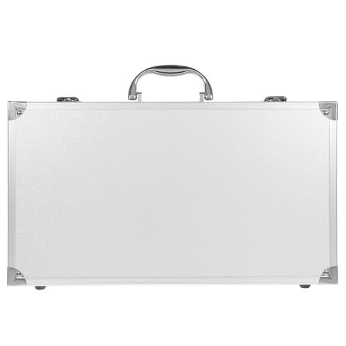 DOITOOL Metal Briefcase,Silver Aluminum Briefcase with Lock,Hard Case Locking Case,Portable Carrying Case,Metal with Ripple Foam,14.15x7.86x2.95 Inch