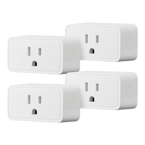 Amazon Basics 4-Pack Alexa-Only Smart Plugs, Voice & App Control, Compact Wi-Fi Outlet