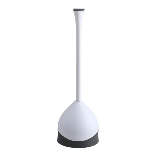 Clorox 1-Pack Heavy-Duty Toilet Plunger with Hideaway Caddy - Compact, Non-Skid Base