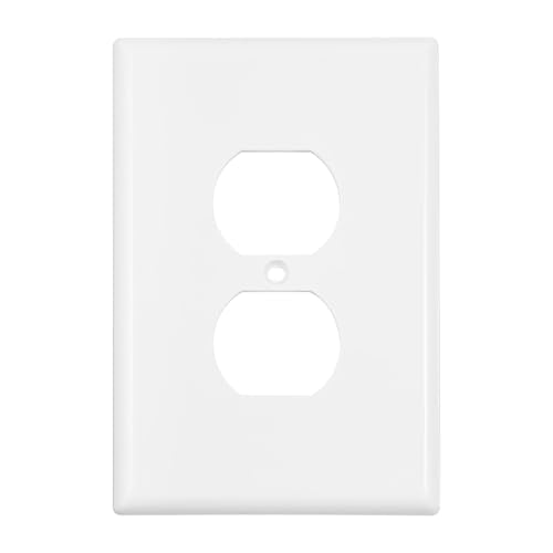 VEVOR Duplex Outlet Covers, 10 Pack 1-Gang Standard Size Wall Plates, Unbreakable and Impact-Resistant Polycarbonate Thermoplastic, Dual Receptacle Faceplate, for Light Receptacle Outlet Switch,White