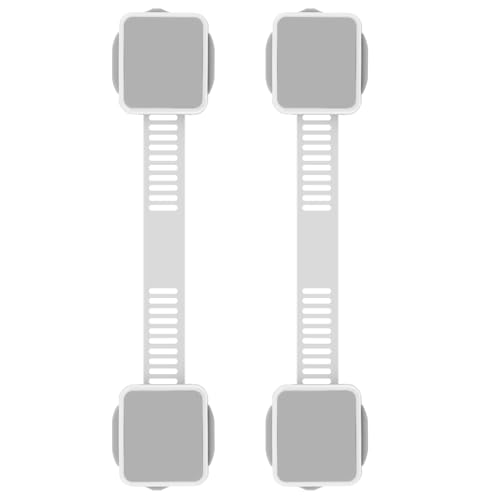 2 Pack Baby Proofing Safety Locks Child Safe for Cabinet Drawer Fridge Oven Dishwasher Doors, Toilet Seat & Lid, Adjustable Furniture Latches and Straps, 3M Adhesive No Drilling Button,Unlock Design