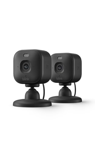 Blink Mini 2K+ Indoor Security Camera System - 2 Cameras, Night Vision, Motion Detection, Black - Plug-in Home & Pet Surveillance