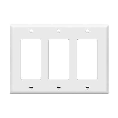 ENERLITES 3-Gang White Decorator Light Switch Outlet Wall Plate Cover - Standard Size